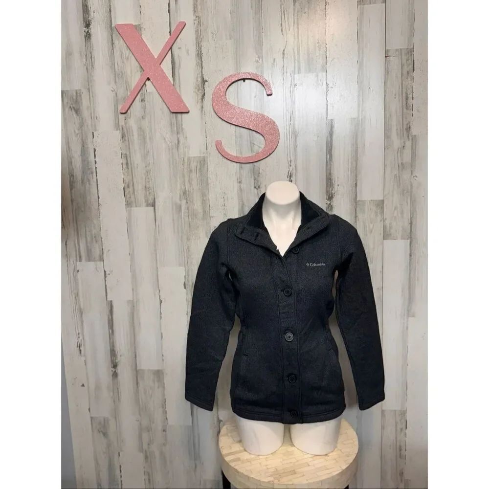Columbia Sportswear Black Button-Up Fleece Jacket Women’s XS